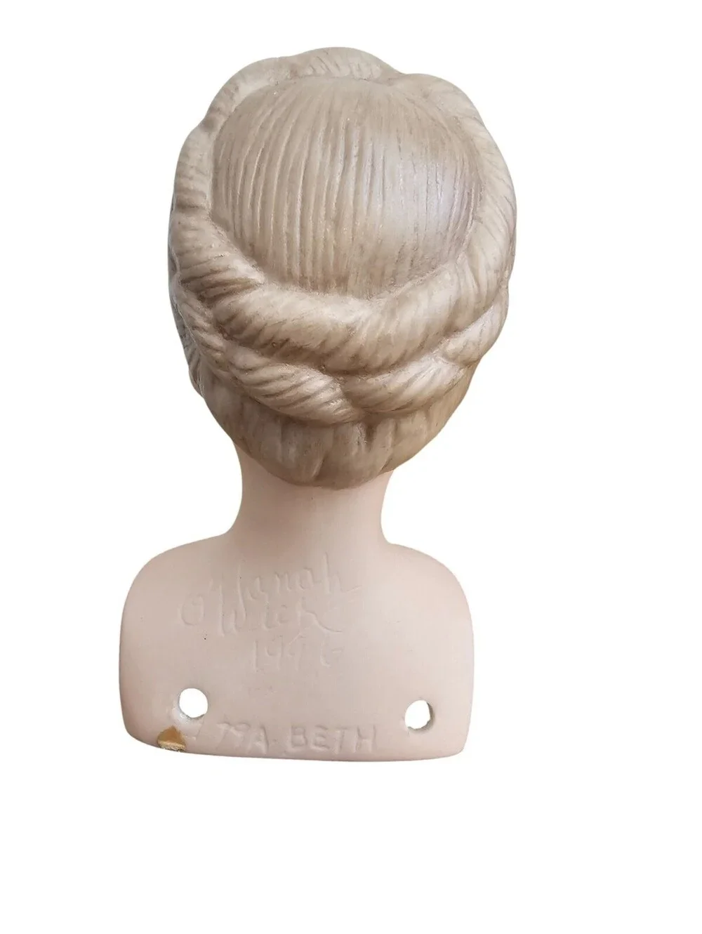 Vintage Hand Painted Bisque Doll Bust Head 